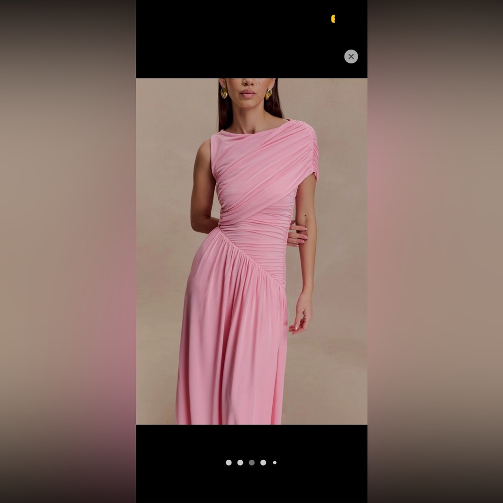 MESHKI asymmetric slinky maxi dress- candy pink - Picture 2 of 4